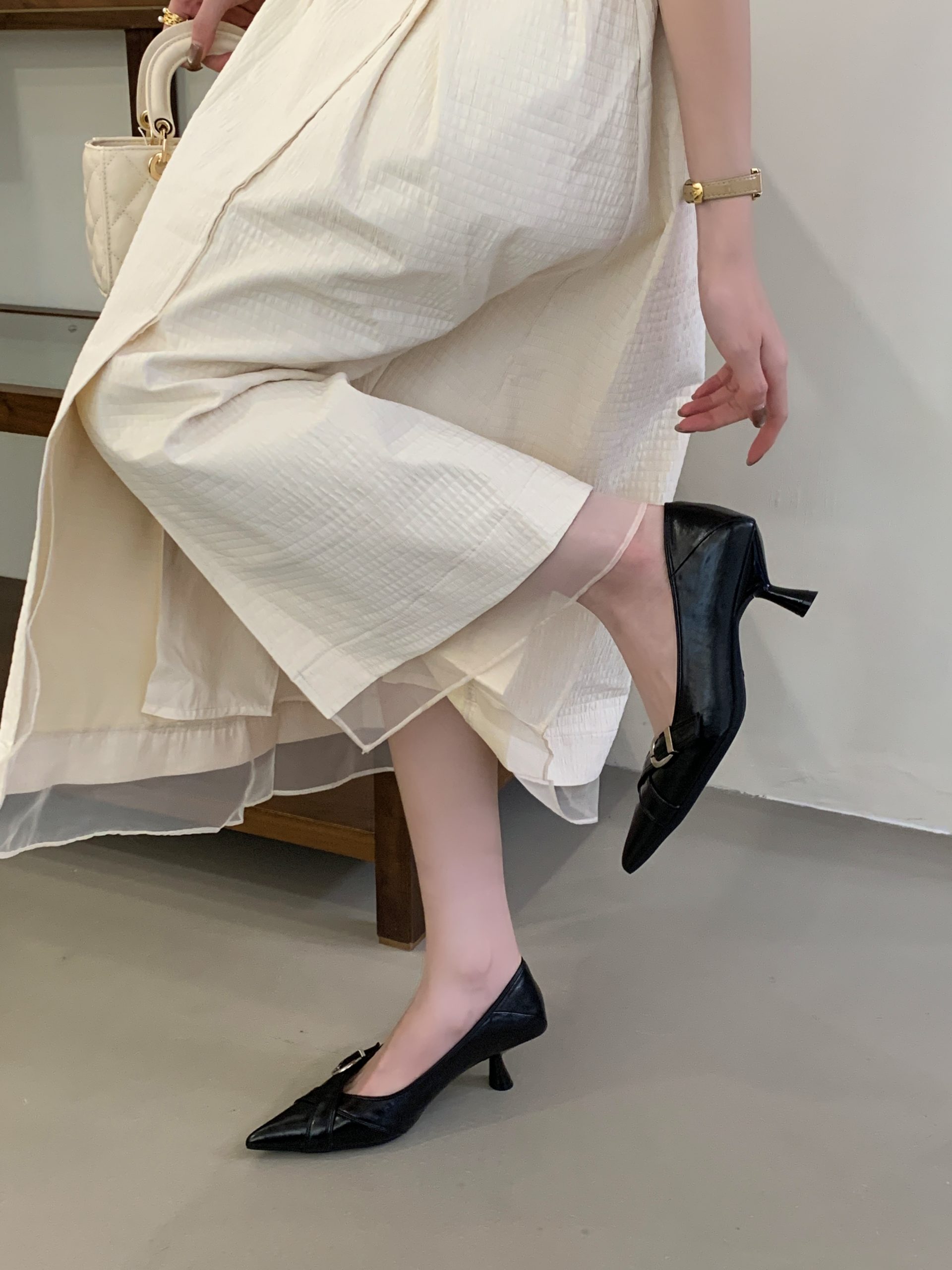 2026 New Spring Chic Buckle High Heel Pointed Toe French Retro Comfortable Office Commuter Women's Shoes