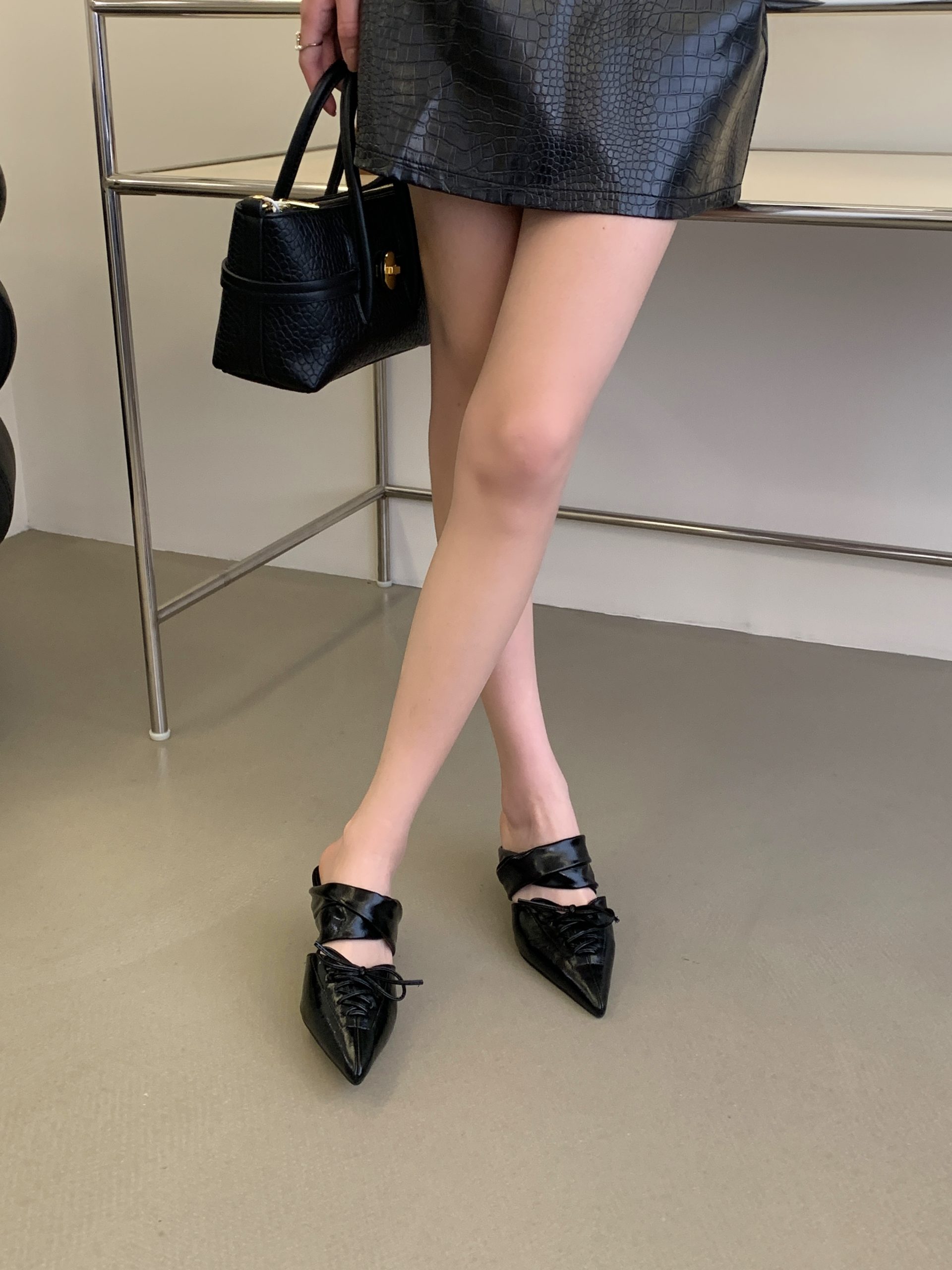 1771901820421_7FMZ64.jpg BUBUFLY Women's Pointed Toe Slingback Sandals with Open Back, Silver Strappy Low Heel Slides, Summer New Arrival