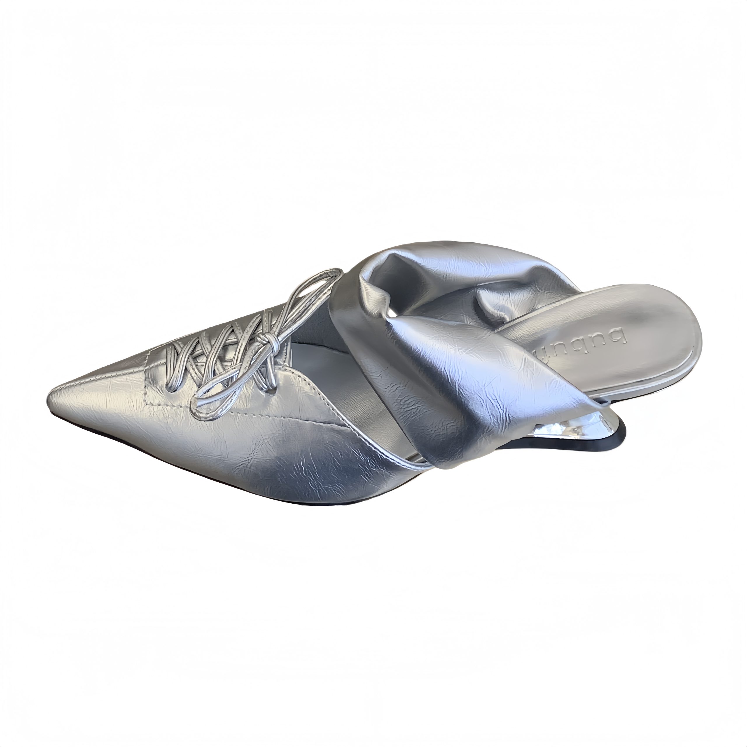 1771901846542_tpRo6m.jpg BUBUFLY Women's Pointed Toe Slingback Sandals with Open Back, Silver Strappy Low Heel Slides, Summer New Arrival