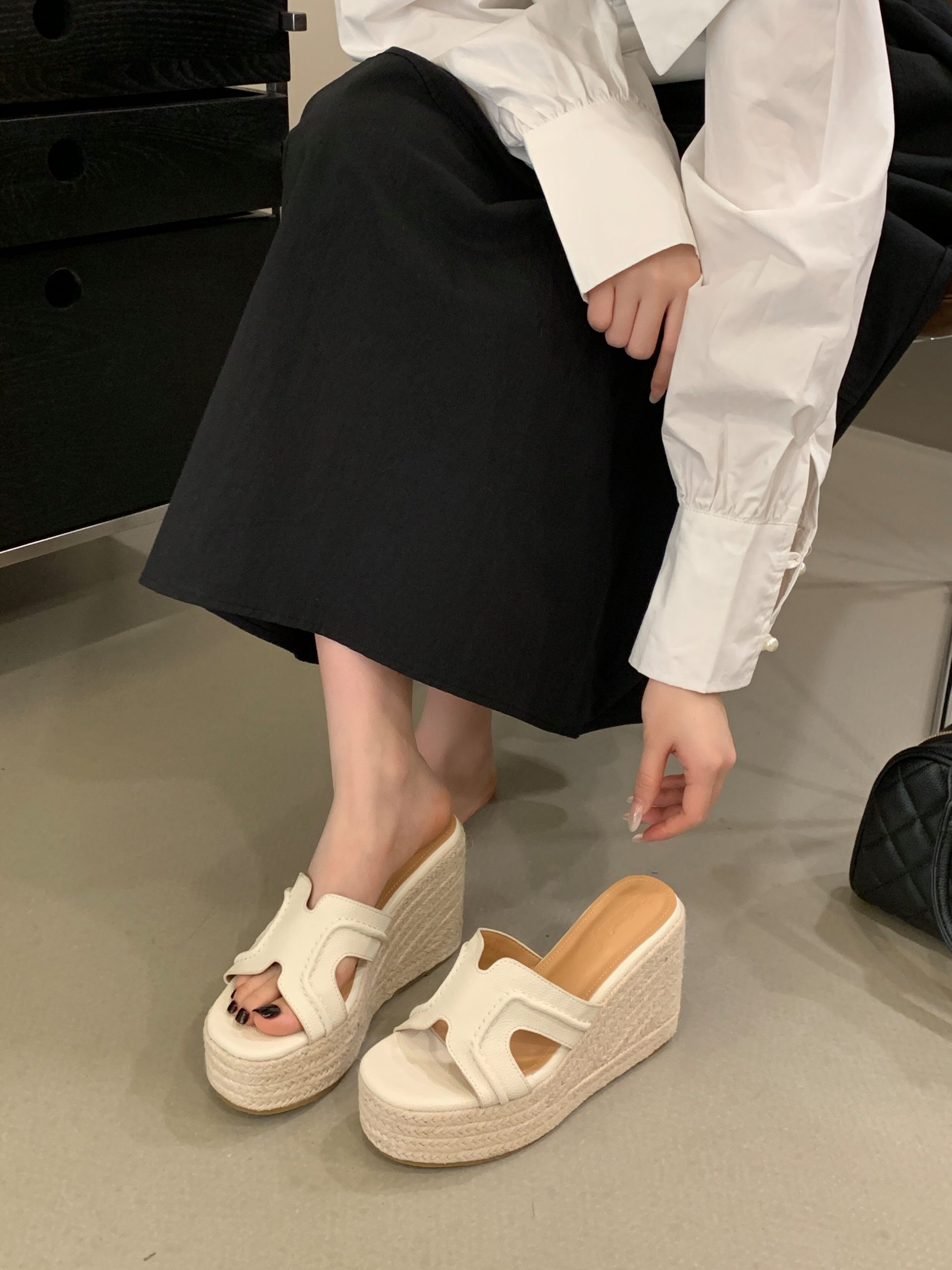 BUBUFLY Women's 10cm Platform Wedge Sandals 2026 New Style Slip-On Open Toe Summer Sandals