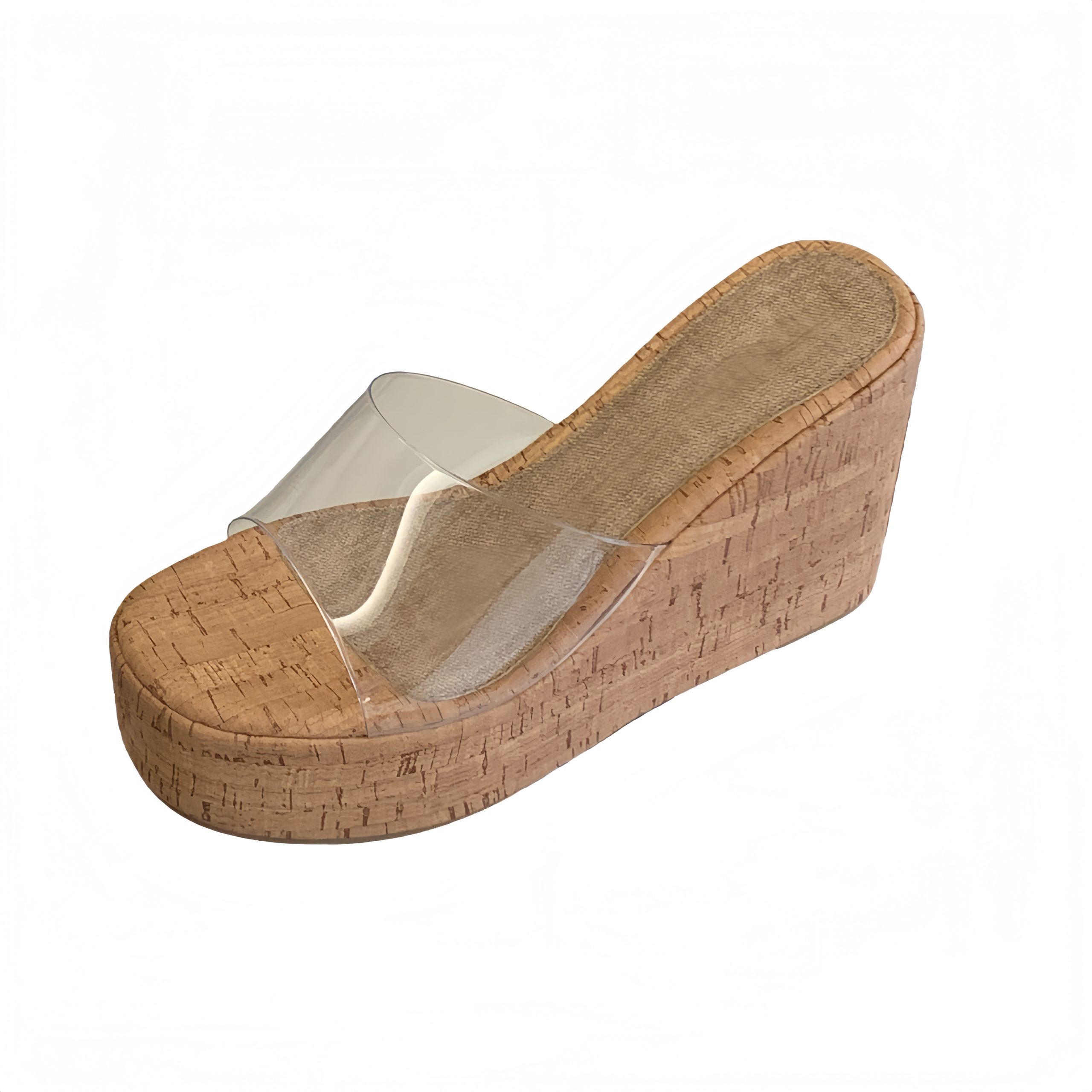 2026 BUBUFLY Women's High Heel Platform Sandals with Clear PVC Straps, Slip-On Wedge Sandals for Summer, Comfortable 10CM Heel