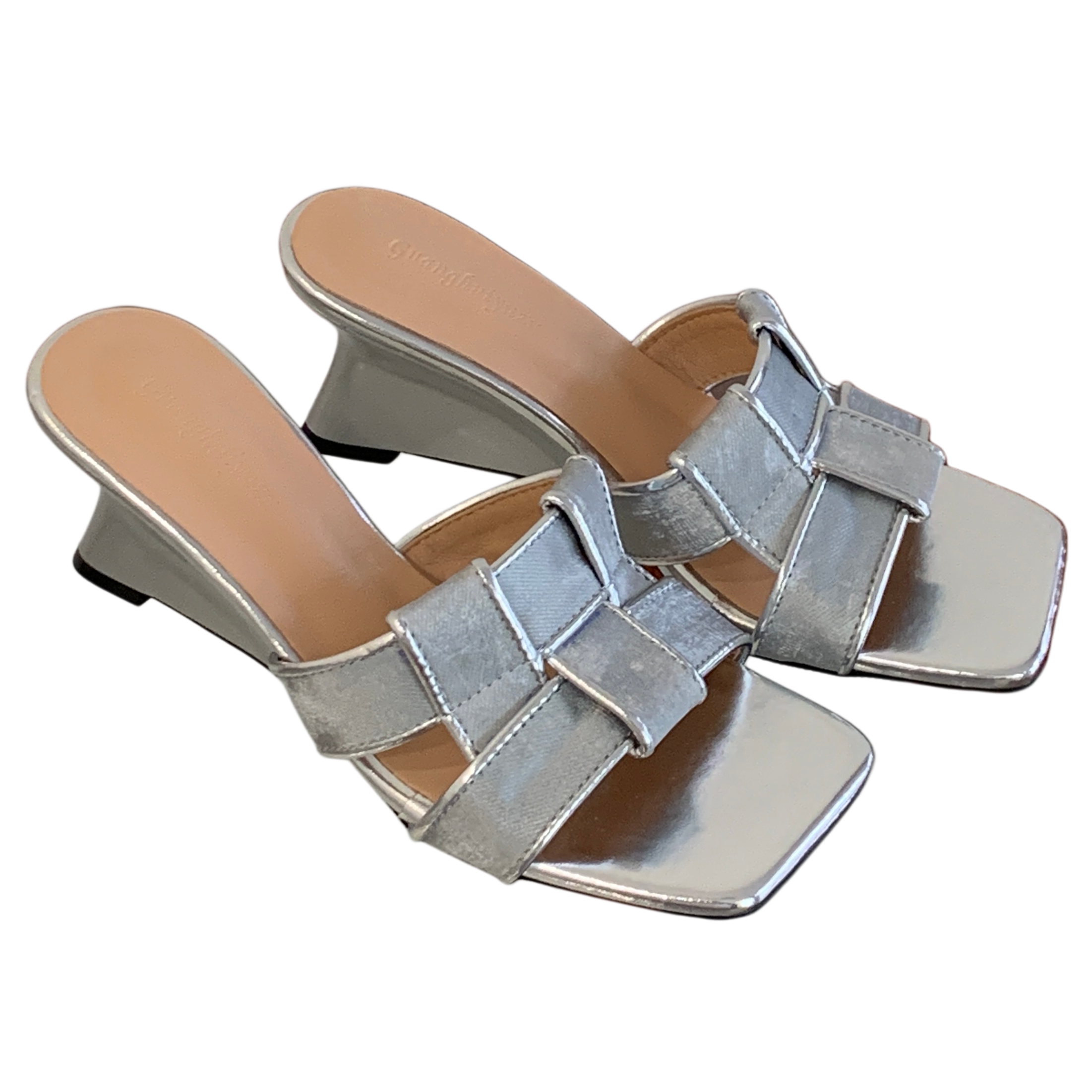 French Woven High Heel Half Slipper Wedge Sandals for Women Summer Elegant