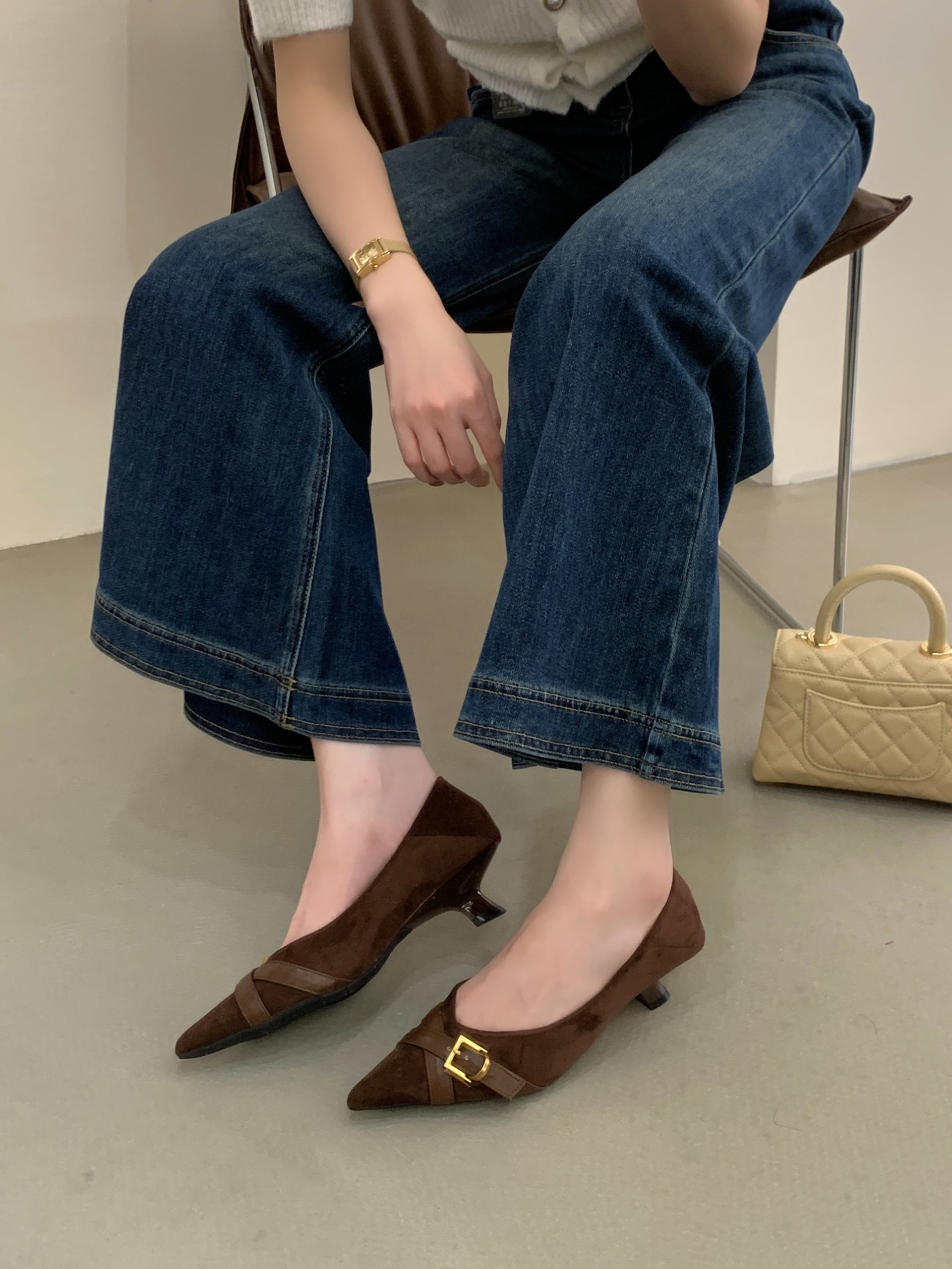 2026 New Spring Women's Fashion Chunky Heel Pointed Toe Shallow Slip-On Comfortable Elegant Shoes